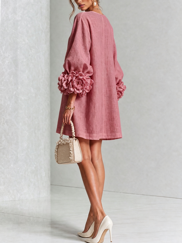 Clementina | Vestido Camisero con Mangas de Roseta