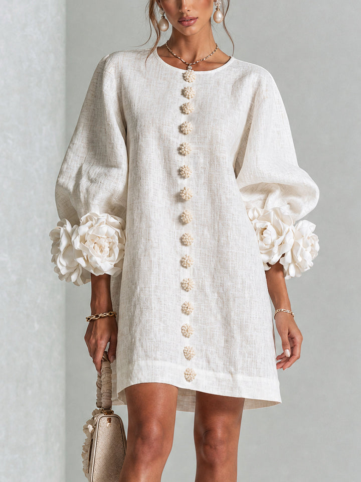 Clementina | Vestido Camisero con Mangas de Roseta