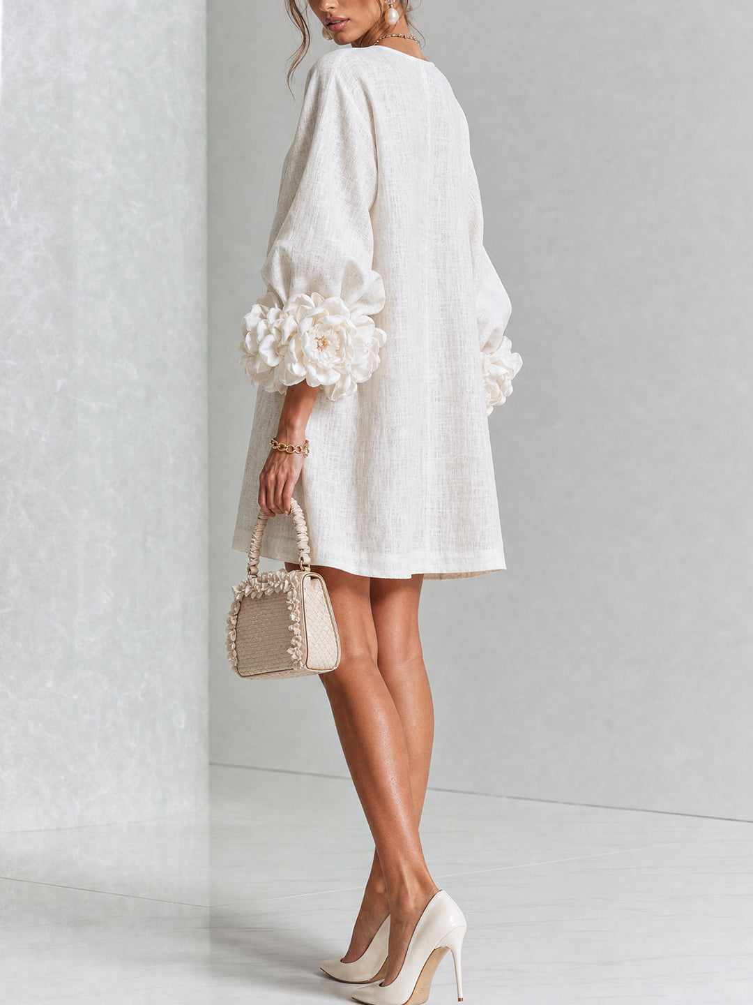 Clementina | Vestido Camisero con Mangas de Roseta