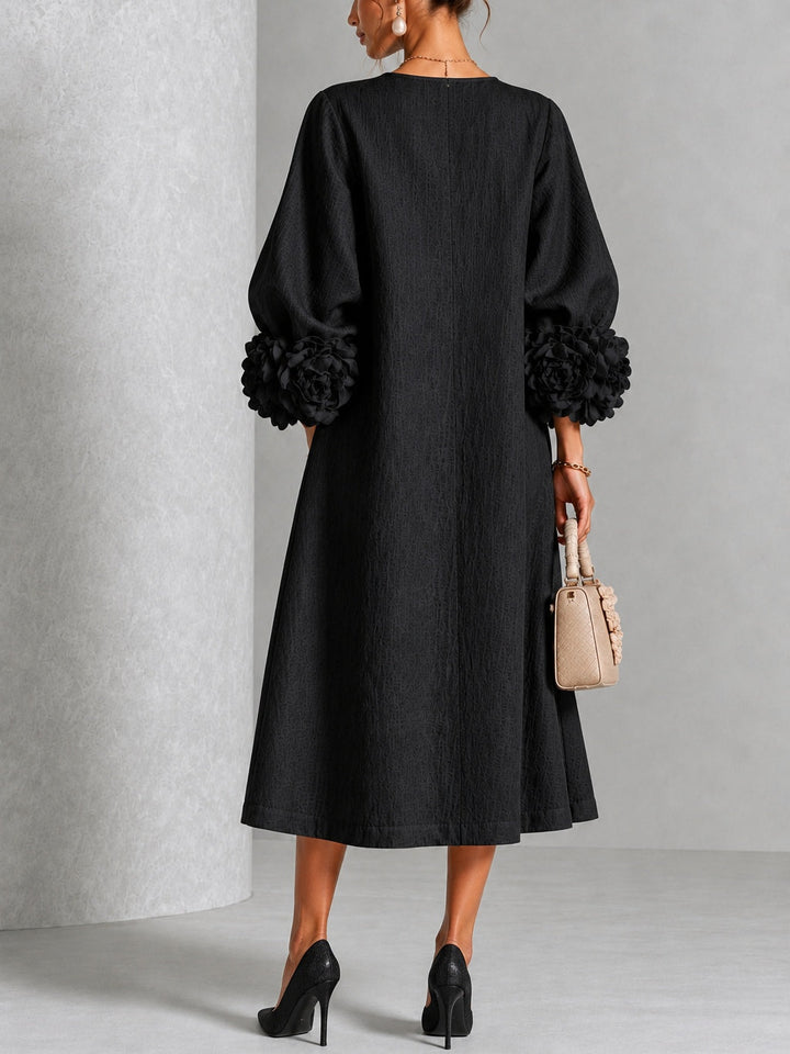 Theodosia | Vestido Midi con Mangas de Volante en Roseta