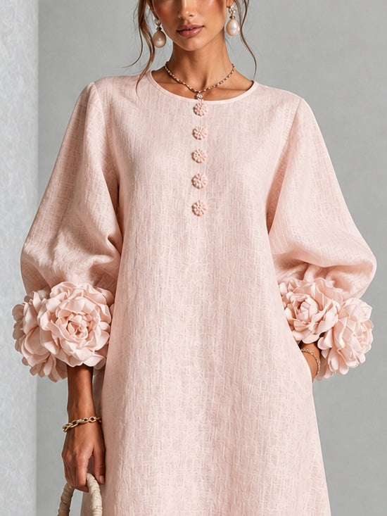 Theodosia | Vestido Midi con Mangas de Volante en Roseta