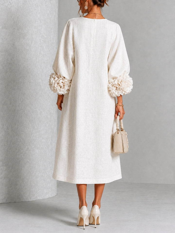 Theodosia | Vestido Midi con Mangas de Volante en Roseta