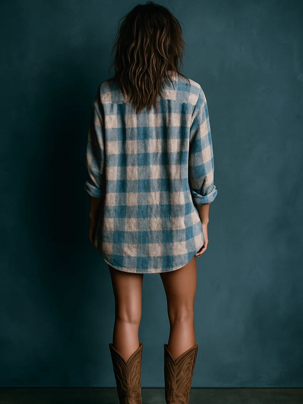 Robe courte ample à carreaux