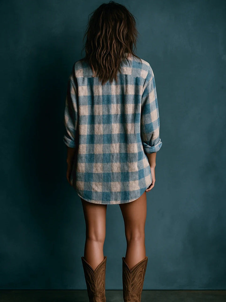 Robe courte ample à carreaux
