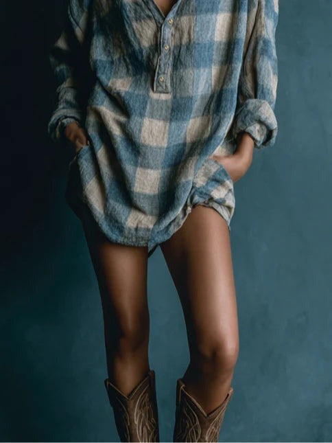 Robe courte ample à carreaux