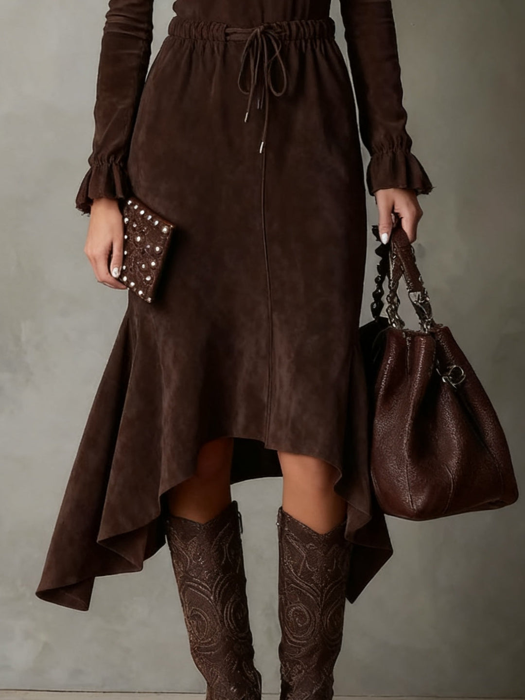 Robe midi en daim Isla