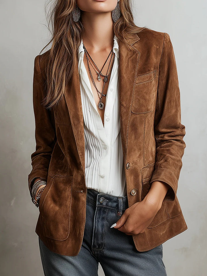 veste vintage en daim marron