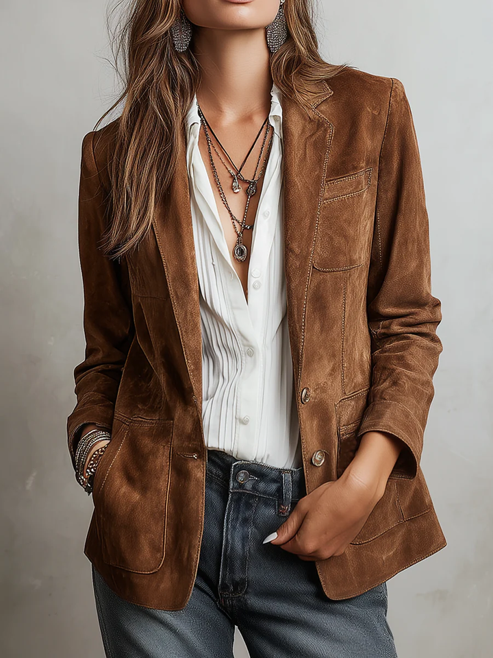 Blazer Vintage Marrón para Mujeres