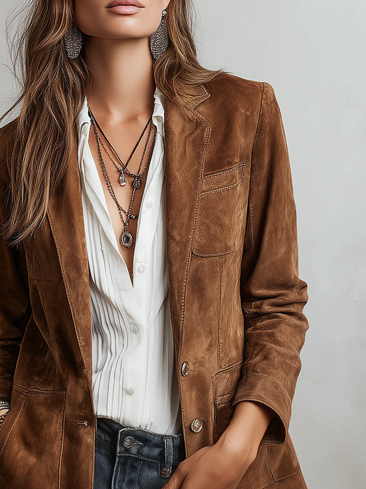 Blazer Vintage Marrón para Mujeres