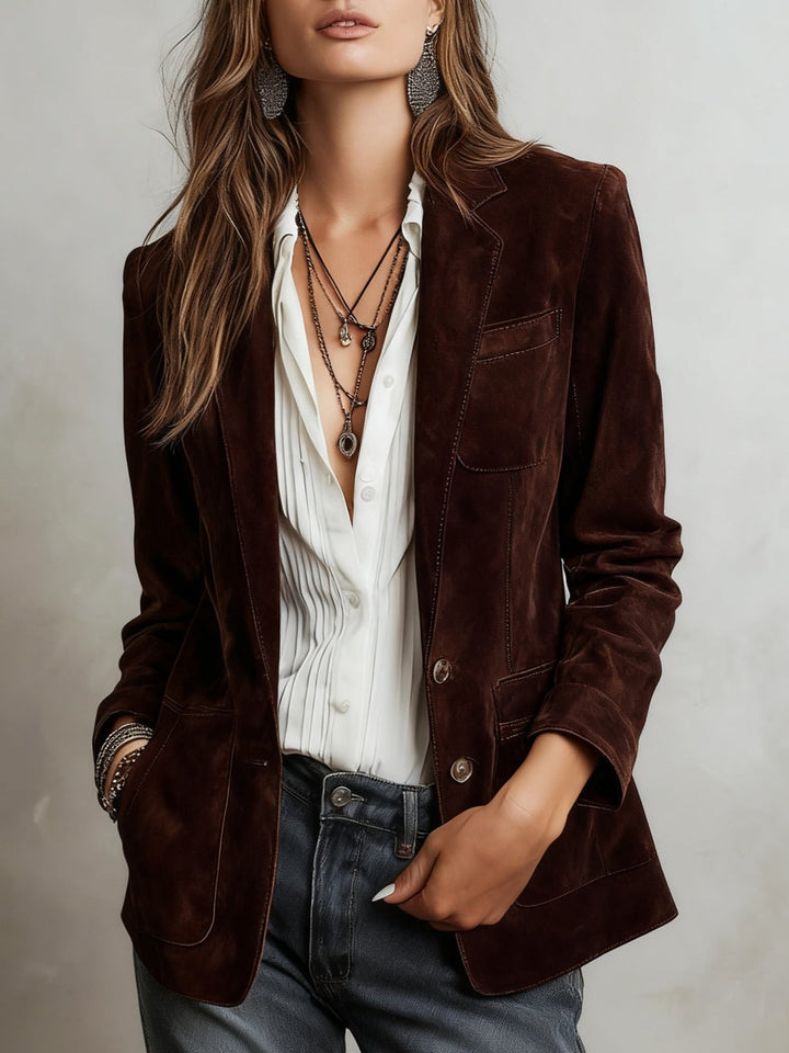 veste vintage en daim marron