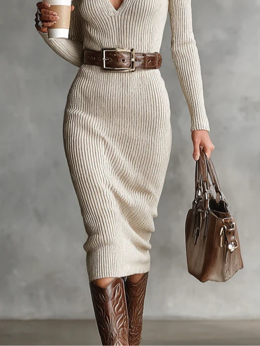 Valériea | Robe Midi Ajustée Chic