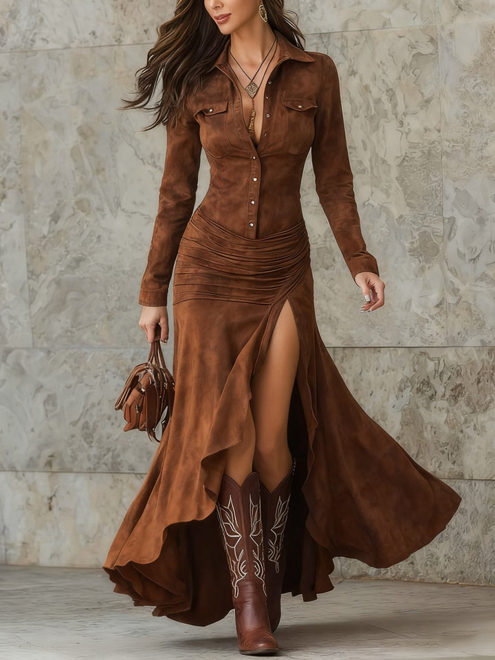 Robe longue à volants