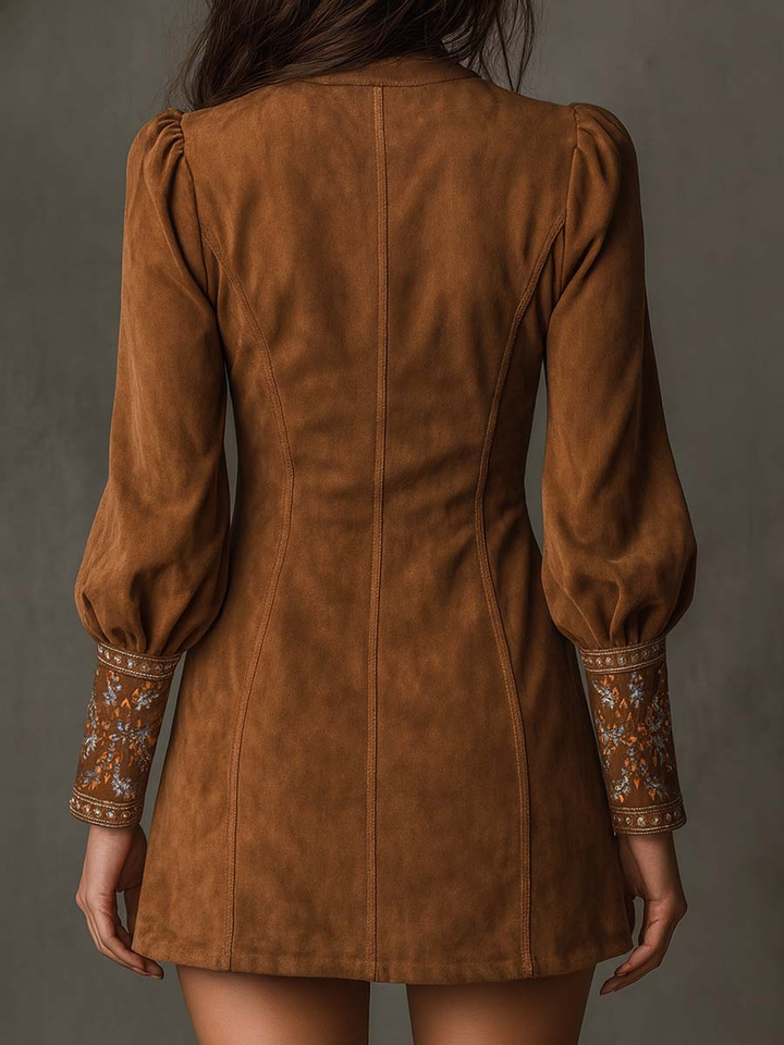 Robe mini en suédine brodée