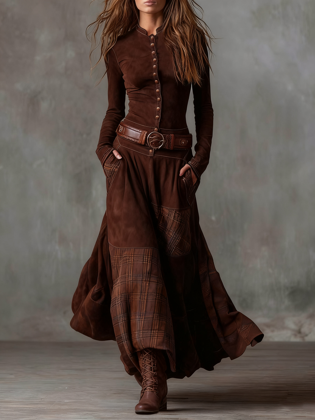 Robe maxi en suédine Michelle
