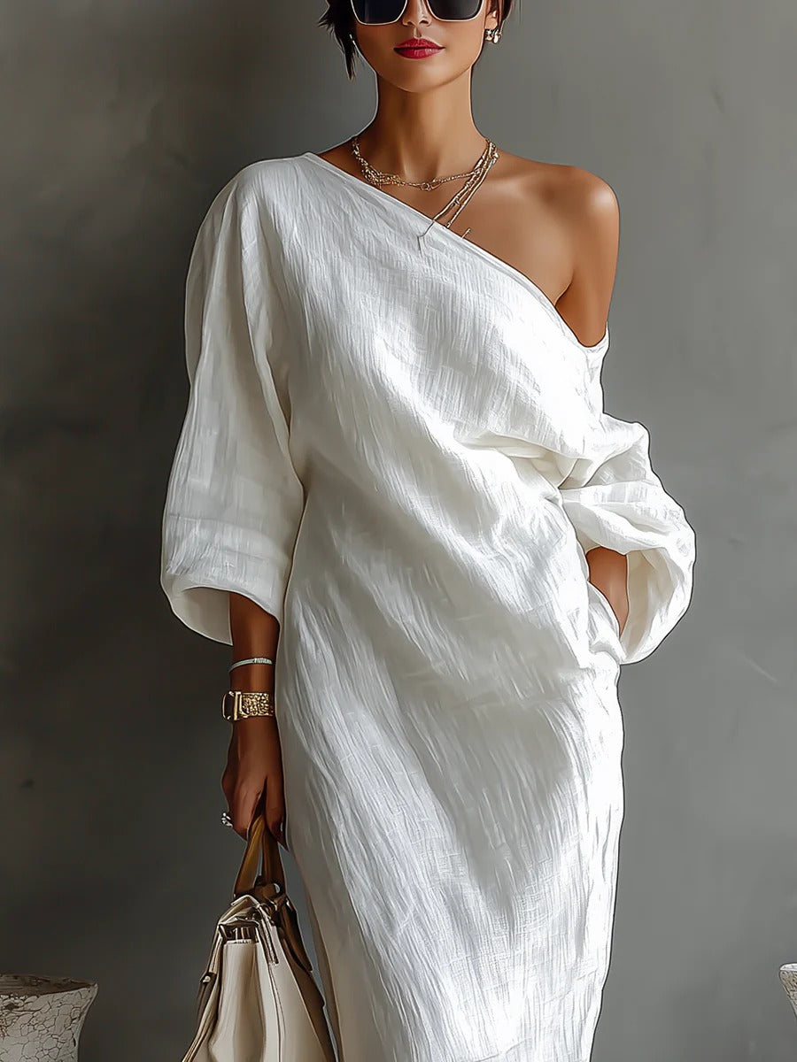 Robe maxi élégante et fluide à une épaule