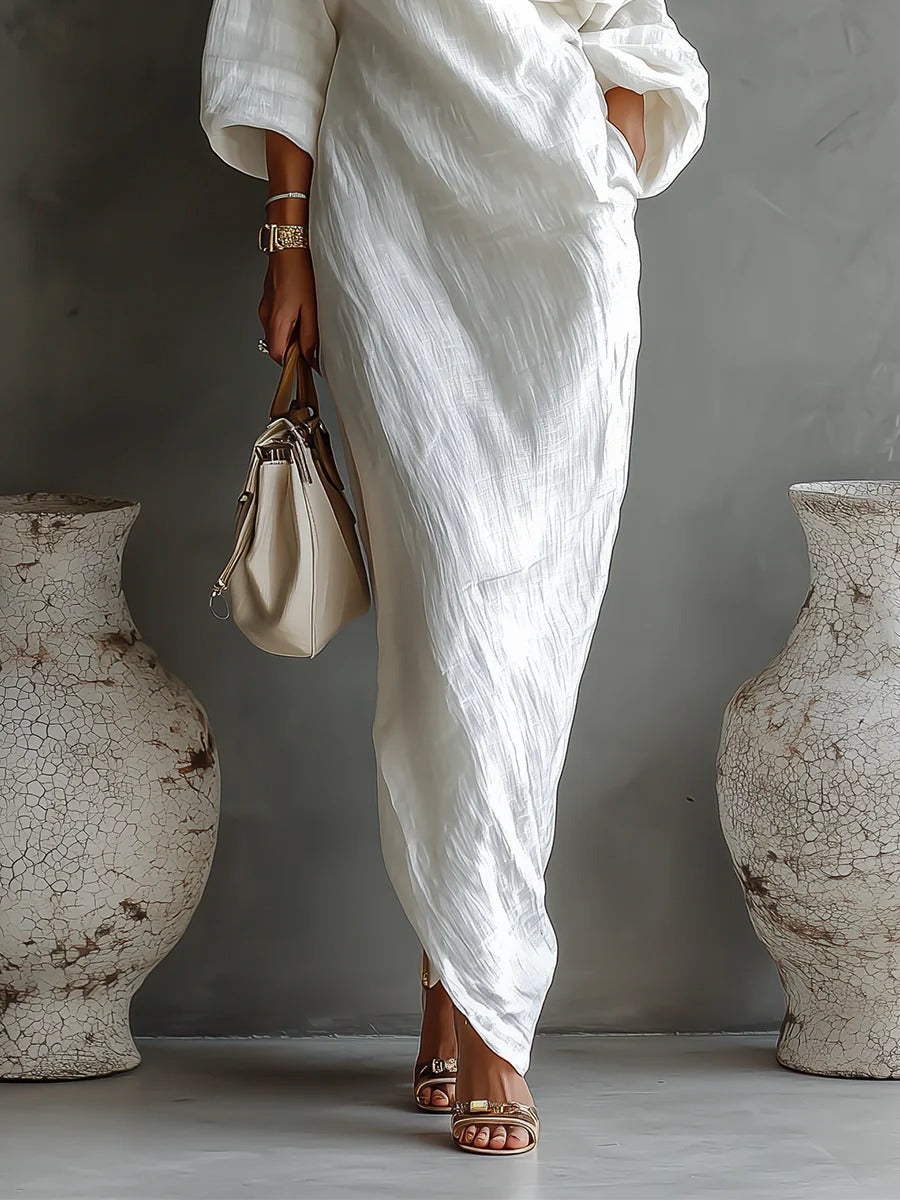 Robe maxi élégante et fluide à une épaule