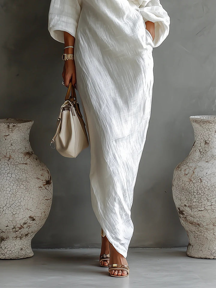 Robe maxi élégante et fluide à une épaule