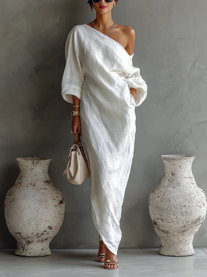 Robe maxi élégante et fluide à une épaule