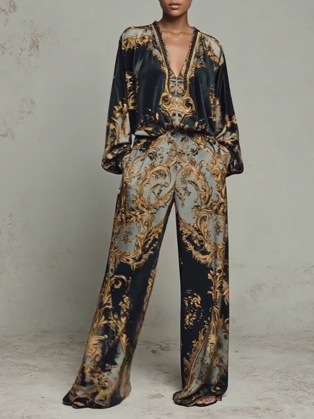 Ensemble à imprimé floral baroque
