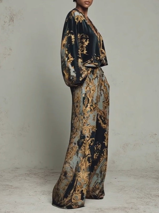 Ensemble à imprimé floral baroque