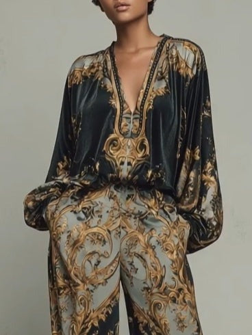 Ensemble à imprimé floral baroque