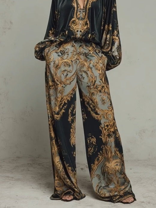 Ensemble à imprimé floral baroque