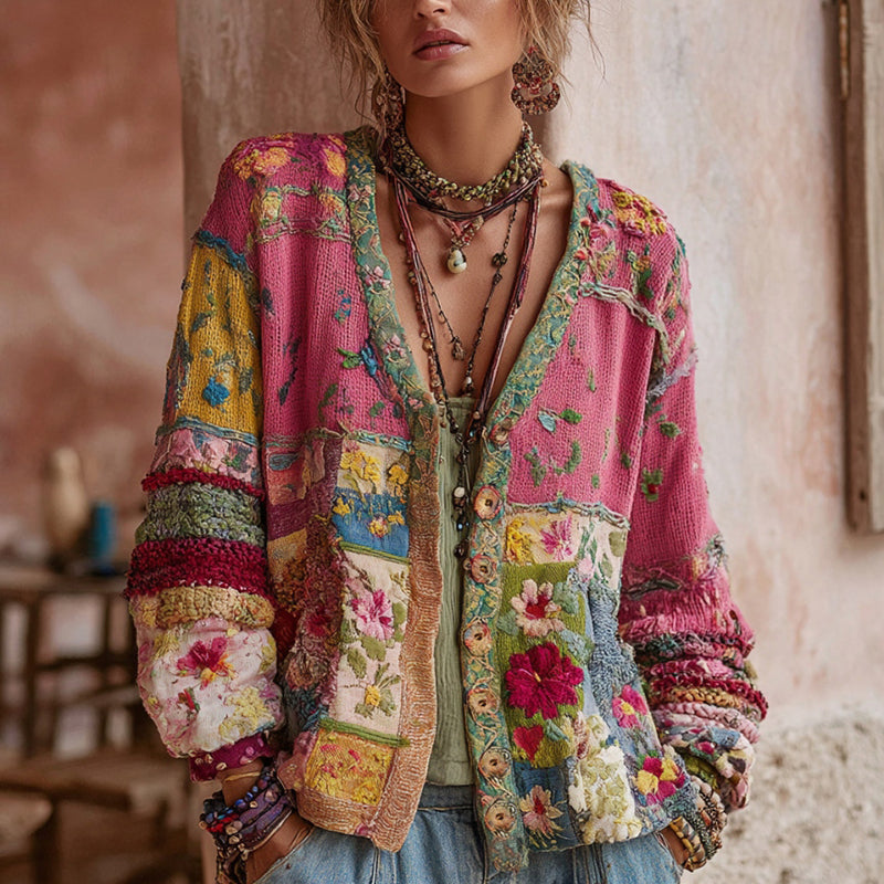 FLORAL PATCHWORK VEST FOR WOMEN