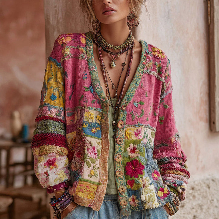FLORAL PATCHWORK VEST FOR WOMEN