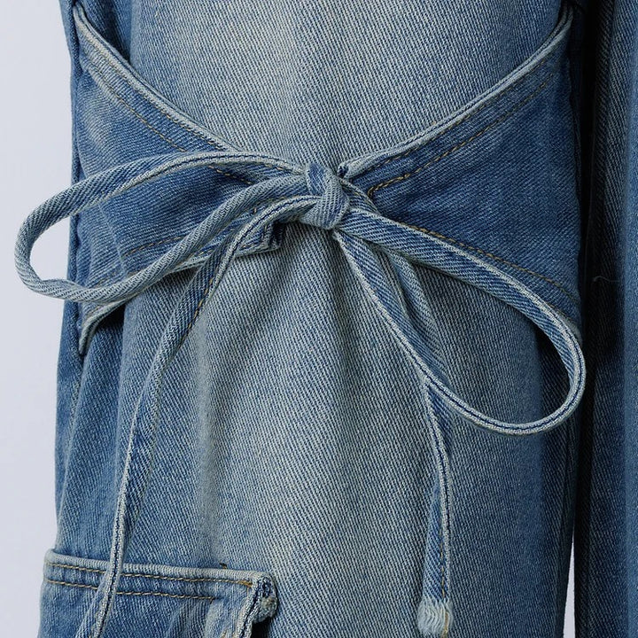 Jean utilitaire en denim avec nœud