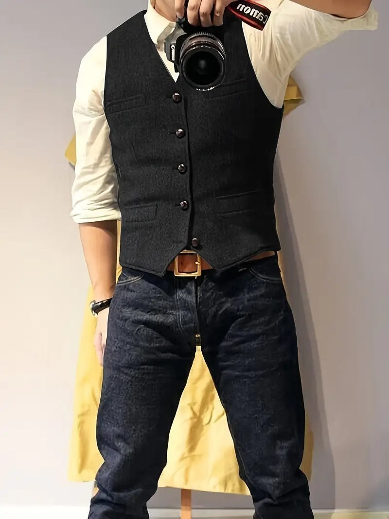 Gilet Homme Tweed Chevron Style Western