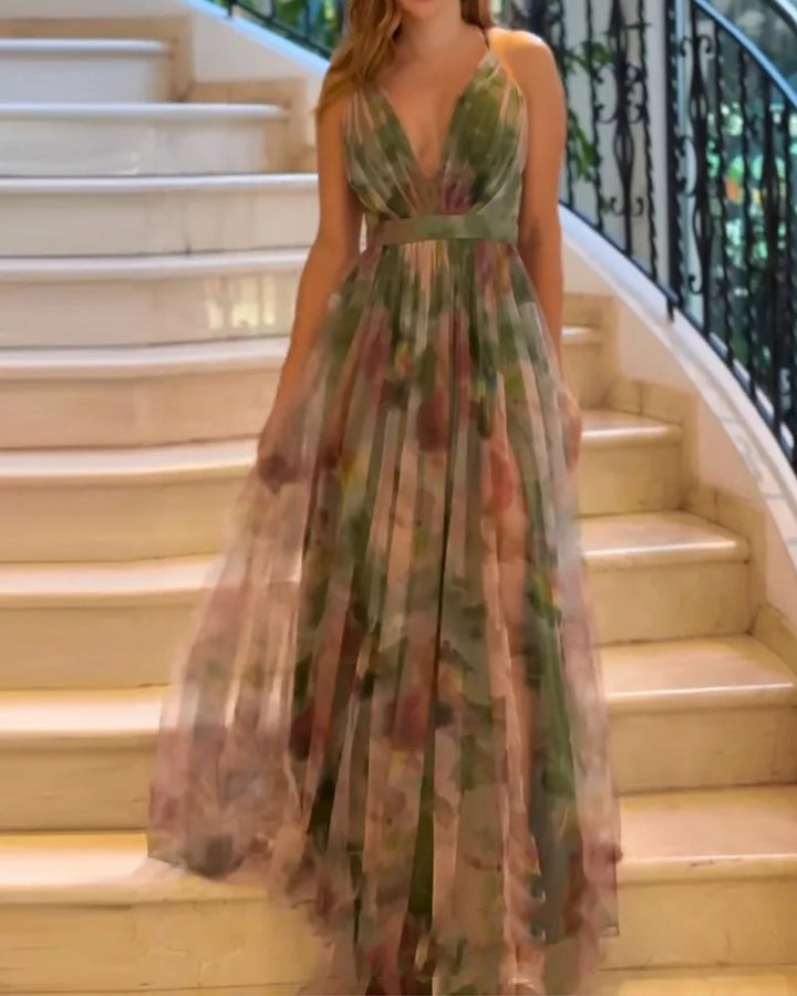 Robe élégante en mousseline imprimée