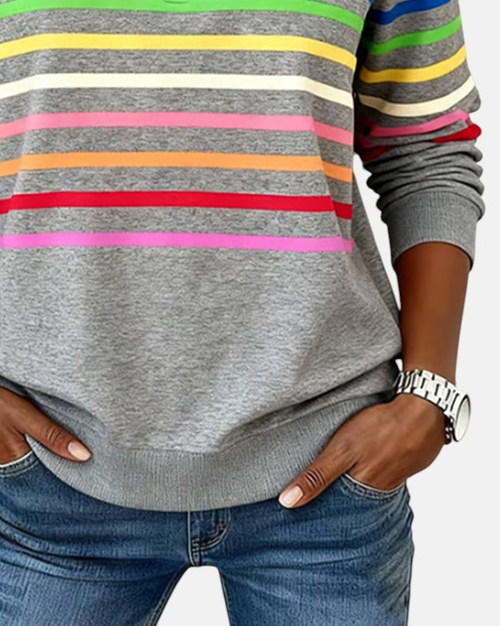 STRIPED ZIP-UP SWEATER FOR WOMEN