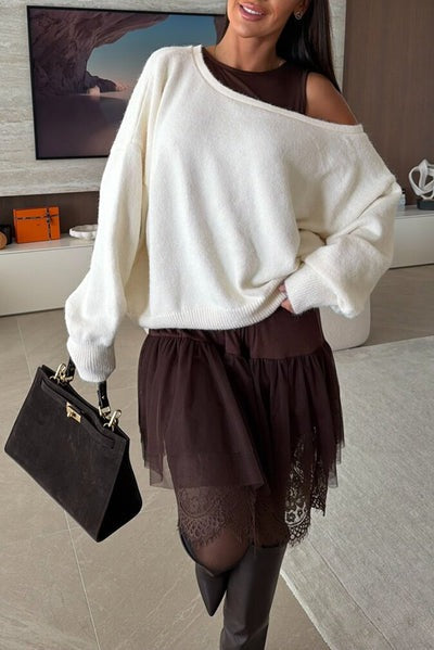 Ensemble robe moulante et pull en maille