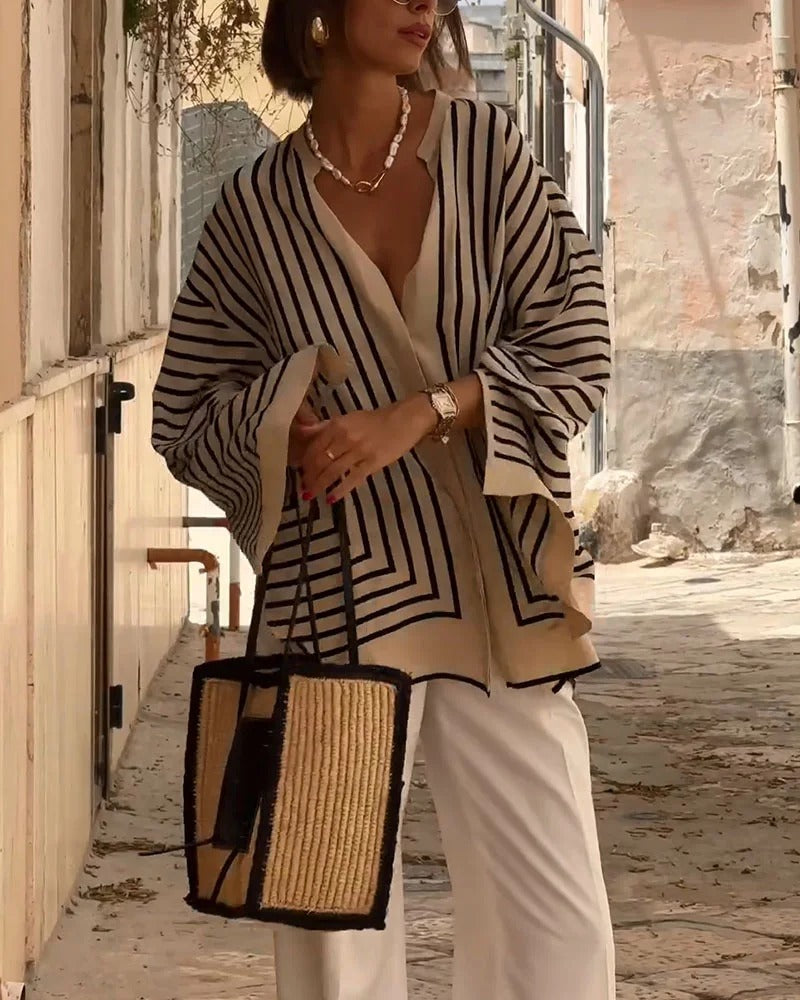Chemise décontractée à rayures fendues