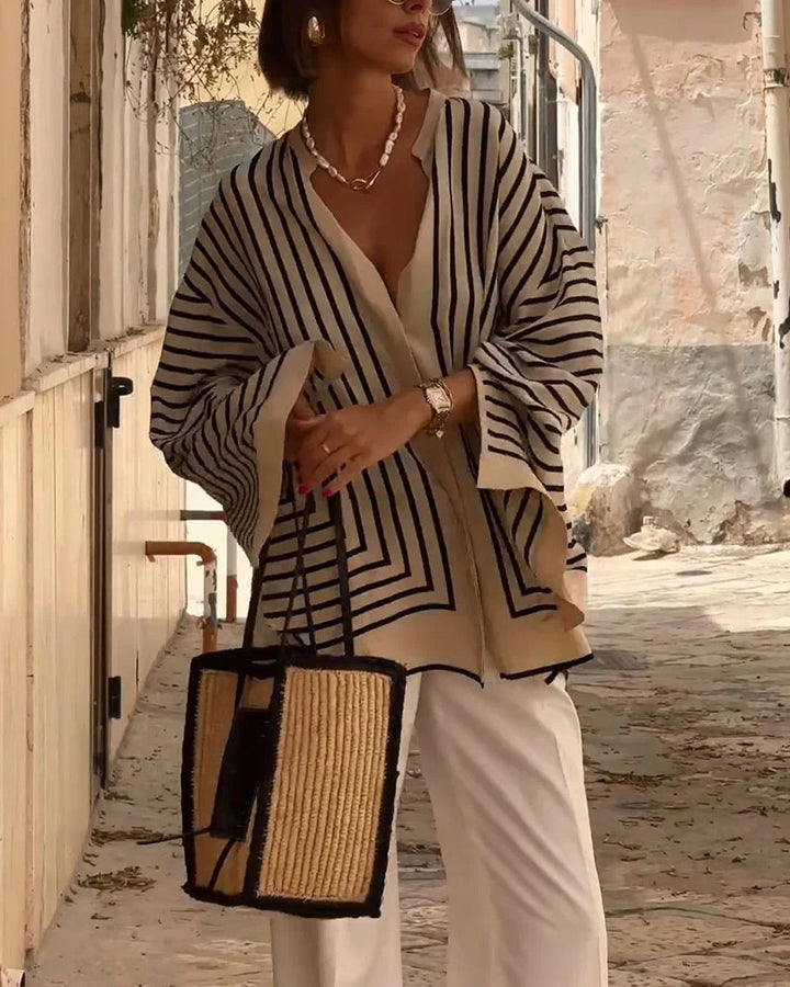 Chemise décontractée à rayures fendues