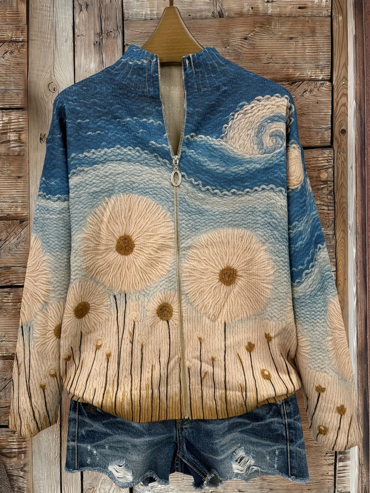 Vincenza™ | Quilted Zip Cardigan Dandelion Field