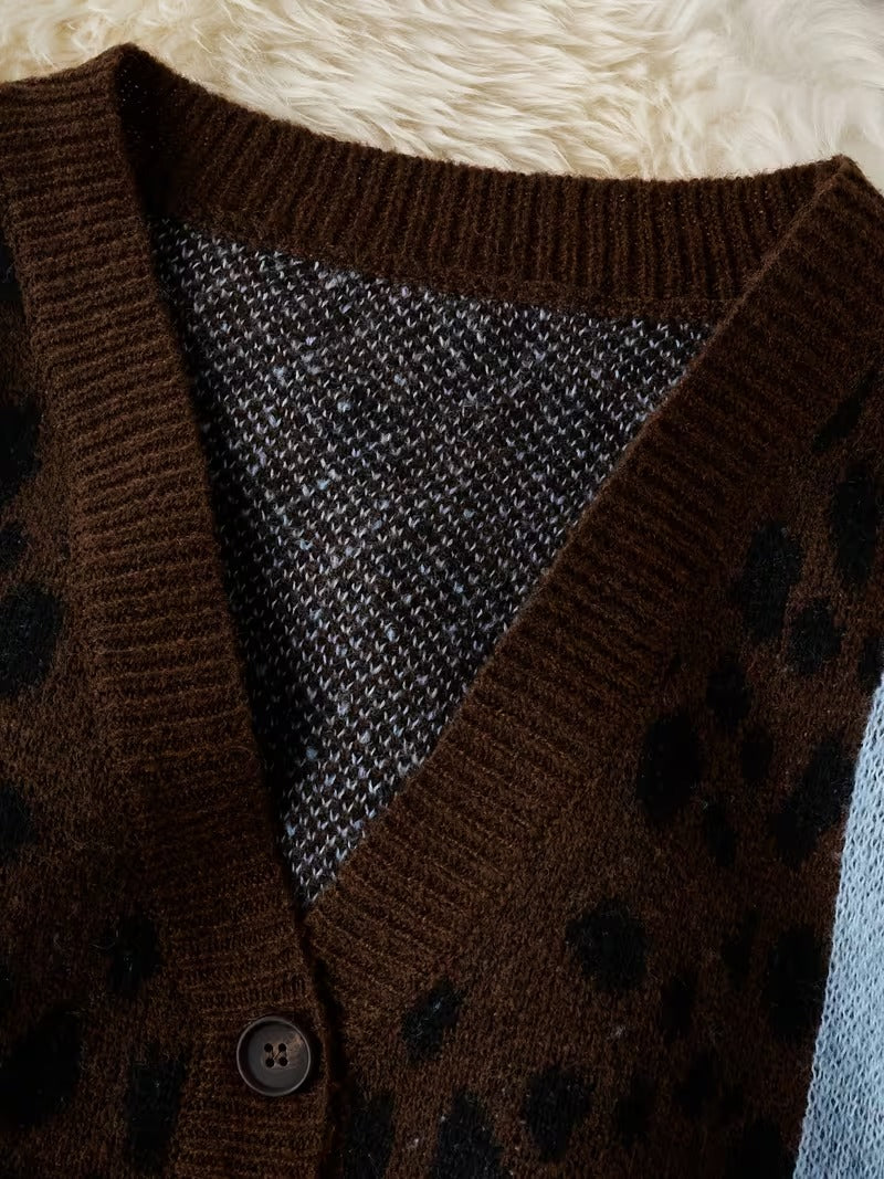 Cardigan sexy ample à imprimé léopard