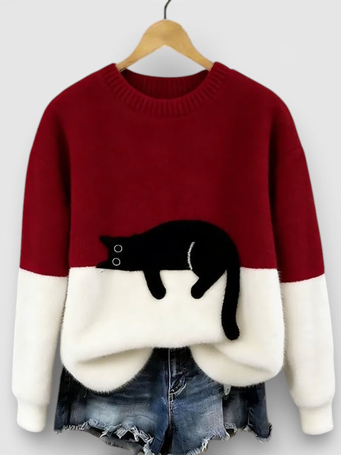 FELINE PRINT PULLOVER FOR WOMEN