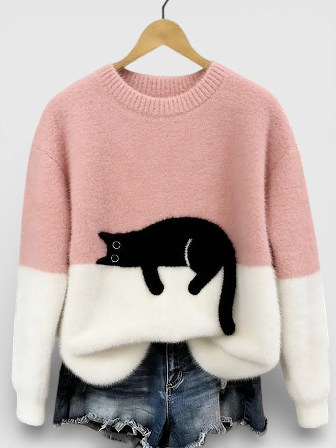 FELINE PRINT PULLOVER FOR WOMEN