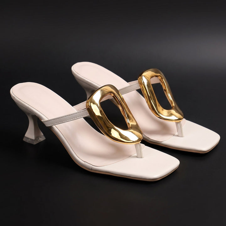 Vivienne™ | Gold-Ring Low-Heel Sandals