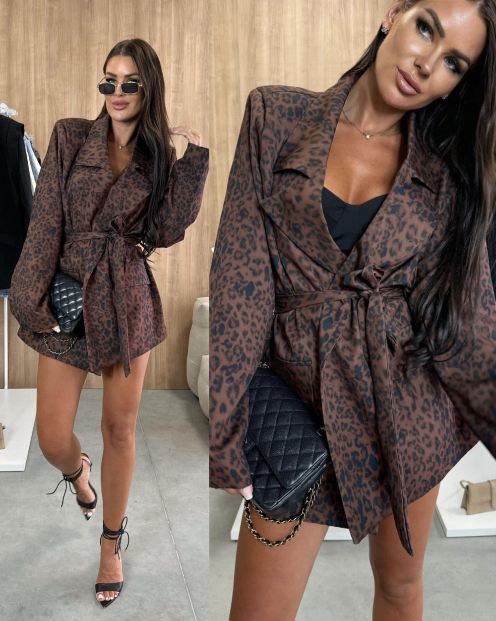 Blazer oversize à imprimé léopard