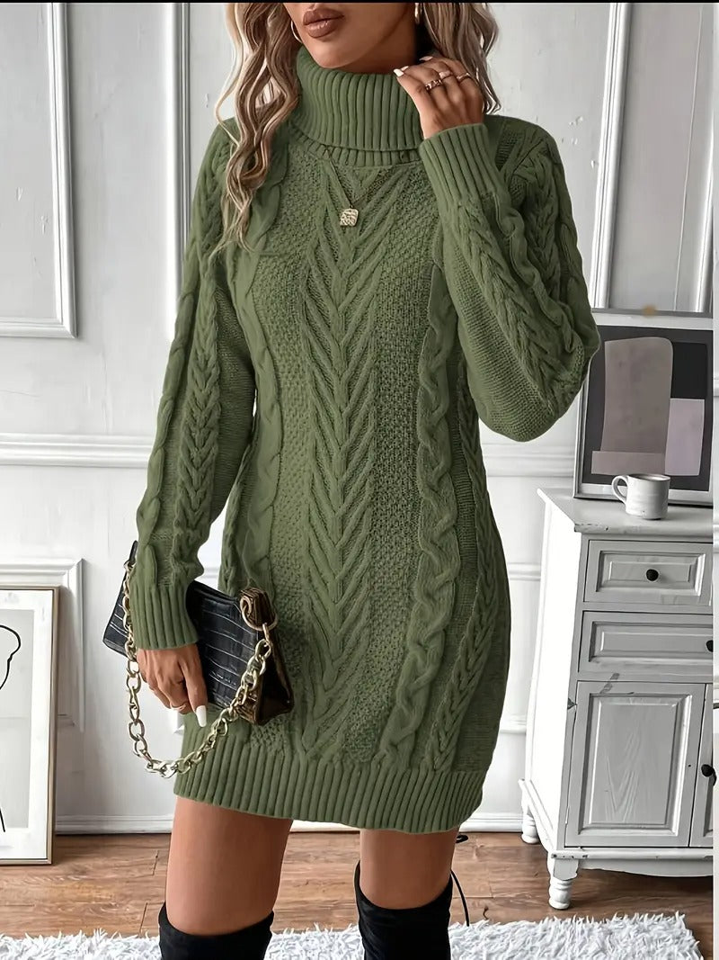 Robe pull en tricot torsadé pour femme élégante