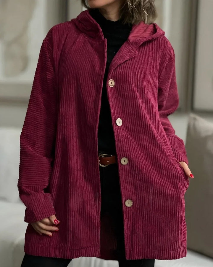 Veste à capuche décontractée en velours
