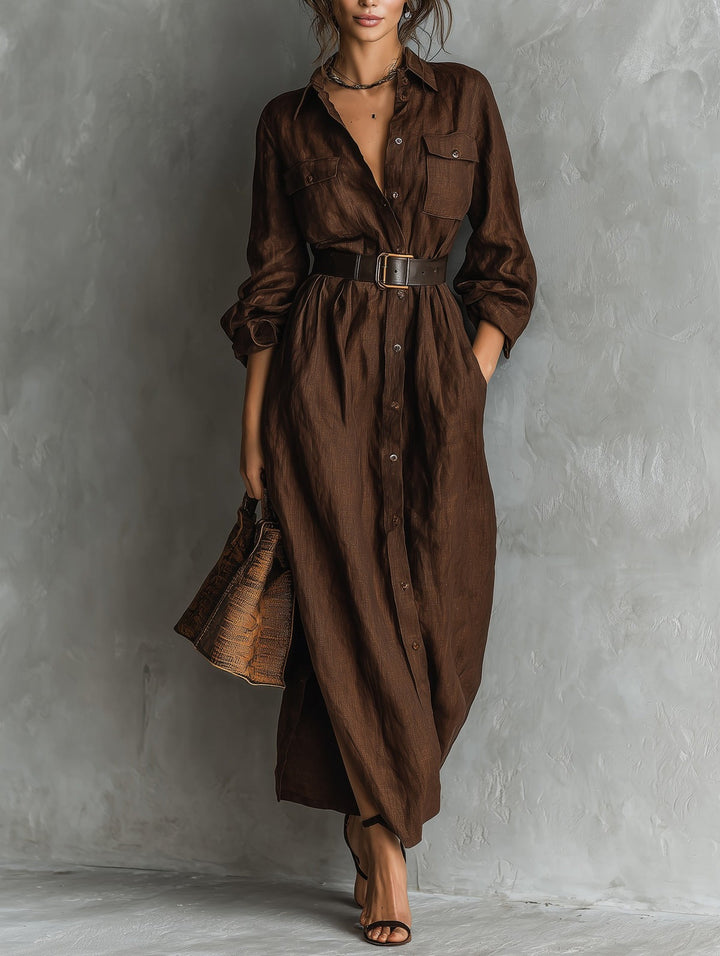 Robe chemise marron élégante