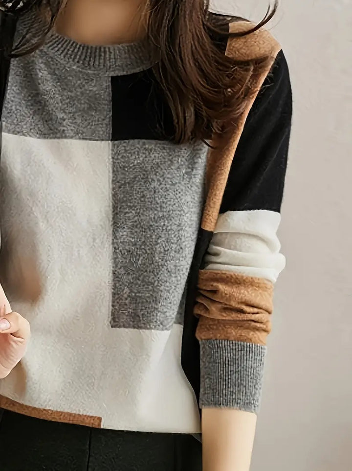 Pull élégant pour femme à blocs de couleur