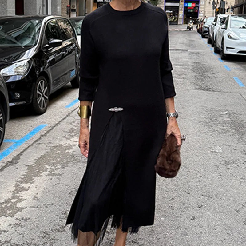 Robe à volants pour femme - tulle plissé tricoté