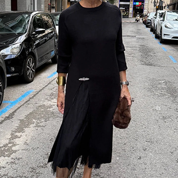 Robe à volants pour femme - tulle plissé tricoté