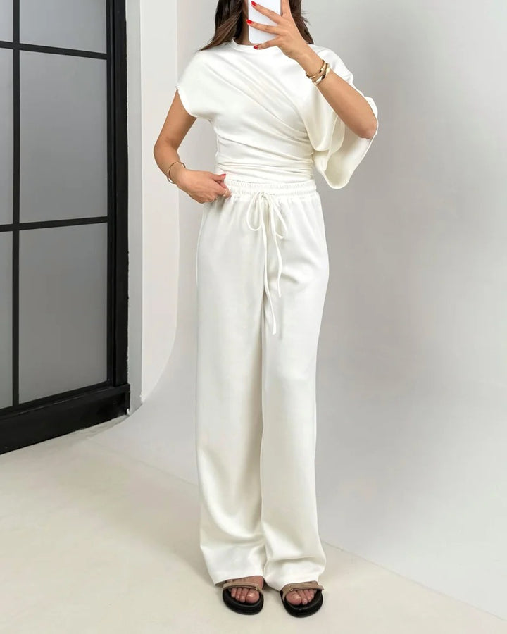Ensemble deux pièces haut et pantalon irréguliers à la mode
