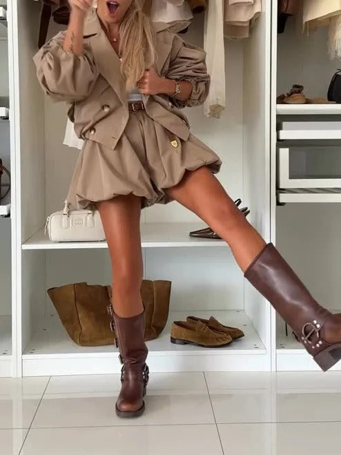 Ensemble trench-coat et short oversize