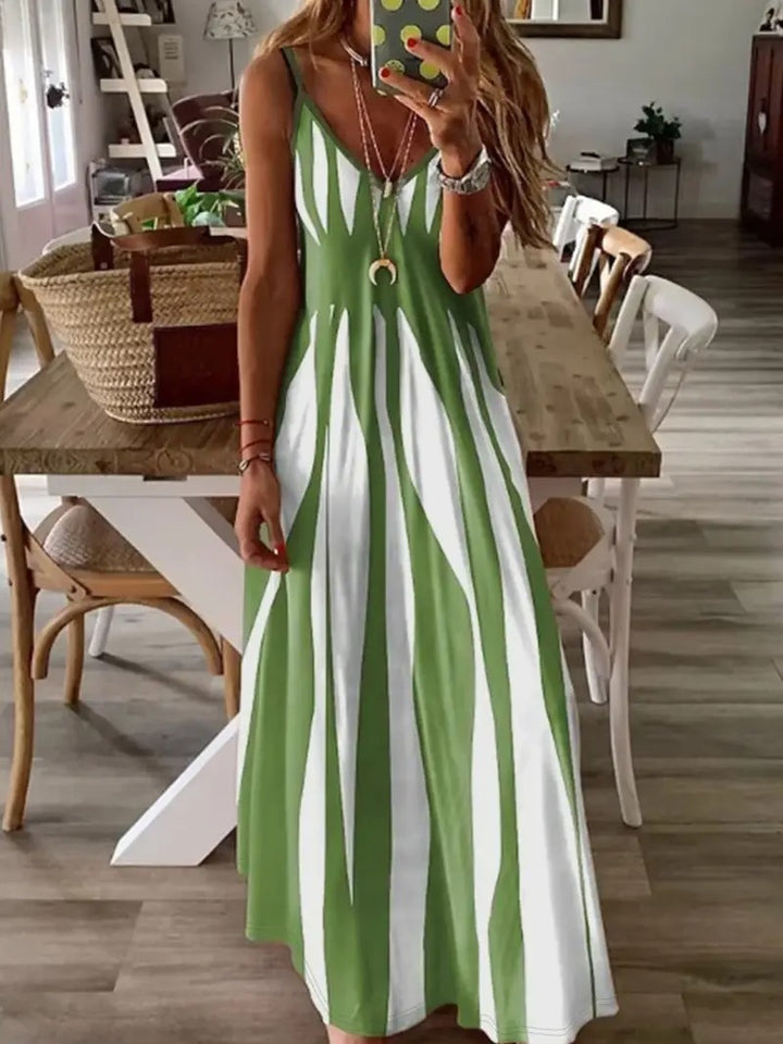 Robe sans manches à bretelles spaghetti rayée